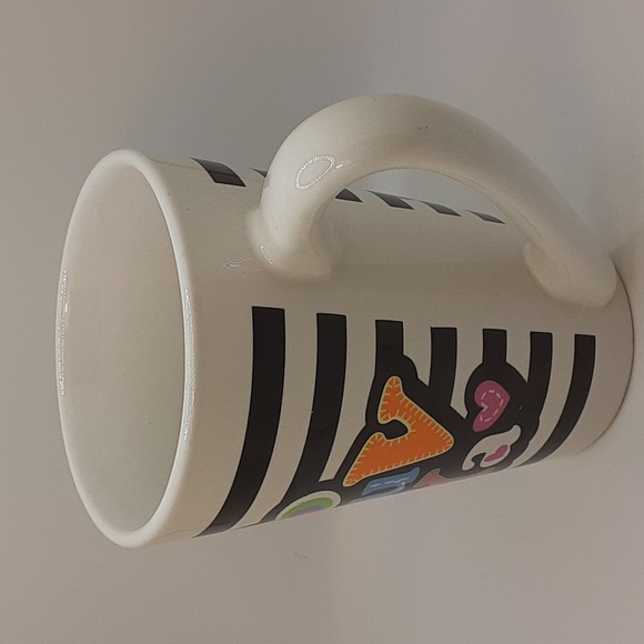 Luv Ya Colorful Retro-Style Pink Orange Text Black White Striped Mug 12 oz - Picture 2 of 6